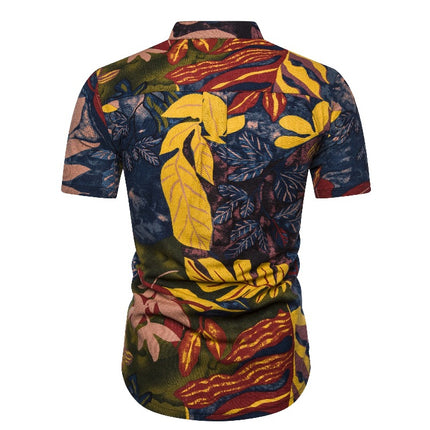 Amazon Foreign Trade EBAY AliExpress Explosions Men's Short-sleeved Men's Shirt Floral Men's Short-sleeved Shirt Men