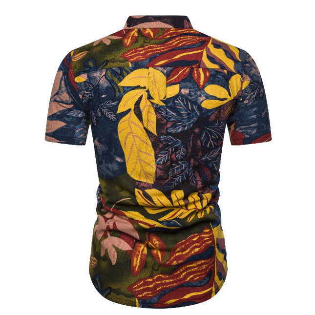 Amazon Foreign Trade EBAY AliExpress Explosions Men's Short-sleeved Men's Shirt Floral Men's Short-sleeved Shirt Men
