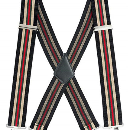 Men's Black Elastic Cross Strap Suspenders with 50mm Width, 5cm Wide Elastic Suspenders, X-Shaped Strong Elastic Suspenders for Foreign Trade