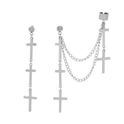 Cross earring earring chain personalized asymmetric earbone chain earring earring wholesale small public network red ear jewelry