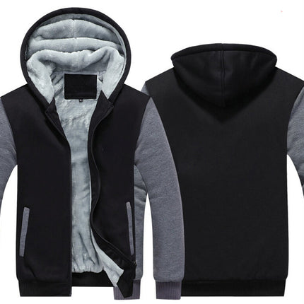Cross-border exclusive foreign trade Public Version European size US fleece-lined plus size men's hoodie cardigan sweater customizable pattern