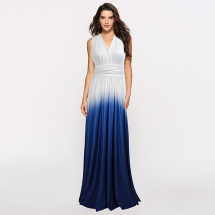 Amazon Ebay Cross-border Explosions Multi-wear Cross Backless Sexy Strap Gradient Dress Dress