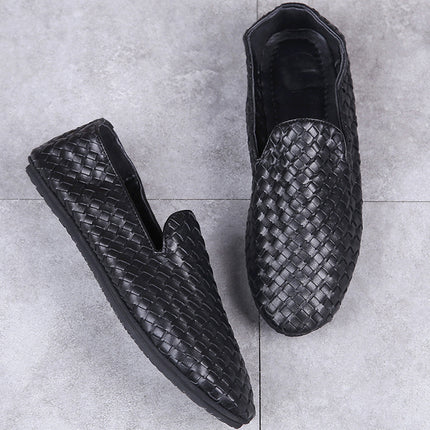 Men's Folding Wallet Shoes Genuine Leather Shoes Loafers British Korean Style Slip-on Portable Travel Shoes