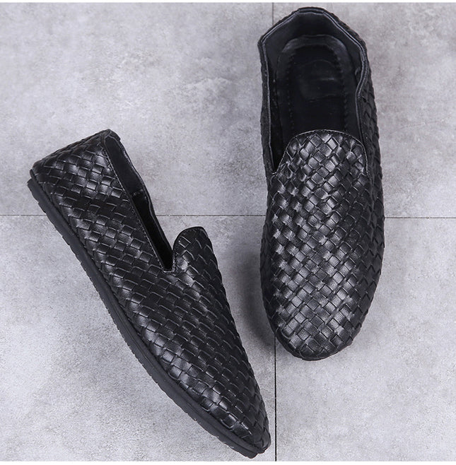Men's Folding Wallet Shoes Genuine Leather Shoes Loafers British Korean Style Slip-on Portable Travel Shoes