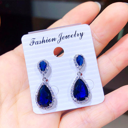 Qingxing Rouge Earrings High Quality Eight Heart Eight Arrows Zircon Inlaid Dinner Style Earrings European and American Cross-border Manufacturers Supply