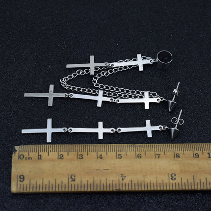 Cross earring earring chain personalized asymmetric earbone chain earring earring wholesale small public network red ear jewelry