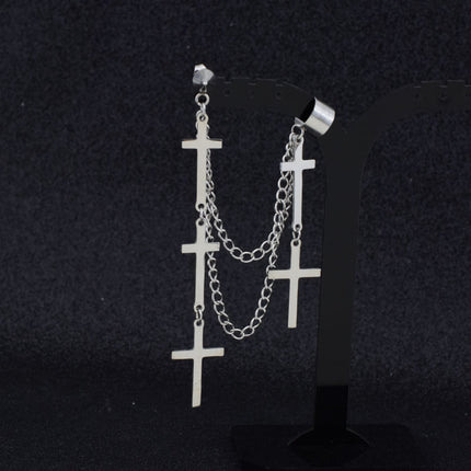 Cross earring earring chain personalized asymmetric earbone chain earring earring wholesale small public network red ear jewelry