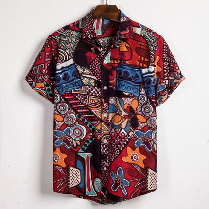 European code cross-border AliExpress foreign trade 2020 new summer men's plus size shirt trend men's short sleeve shirt men