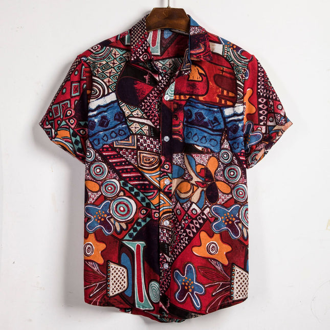 European code cross-border AliExpress foreign trade 2020 new summer men's plus size shirt trend men's short sleeve shirt men