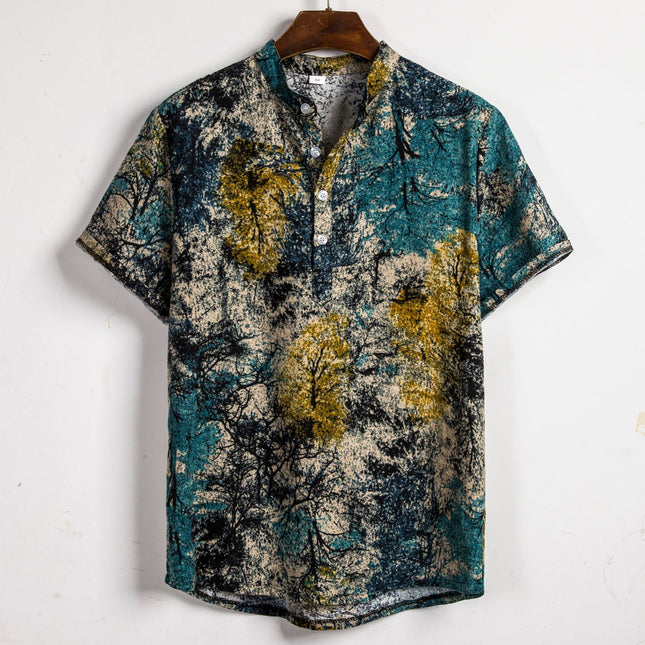 Cross-border 2019 summer foreign trade new floral shirt men's short-sleeved shirt foreign trade explosions short-sleeved shirt TC40