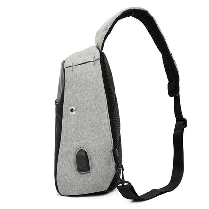 Cross-border creative business chest bag shoulder casual fashion diagonal bag men's computer bag usb bag manufacturers wholesale