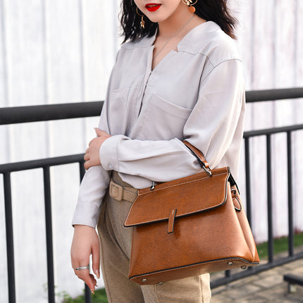 European and American Genuine Leather Women's Shoulder Crossbody Bag 2026 Women's Handbag Shoulder Bag Women's Genuine Leather Bag Large Capacity