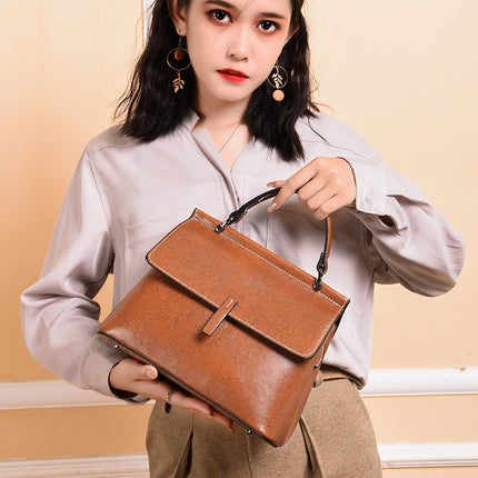 European and American Genuine Leather Women's Shoulder Crossbody Bag 2026 Women's Handbag Shoulder Bag Women's Genuine Leather Bag Large Capacity