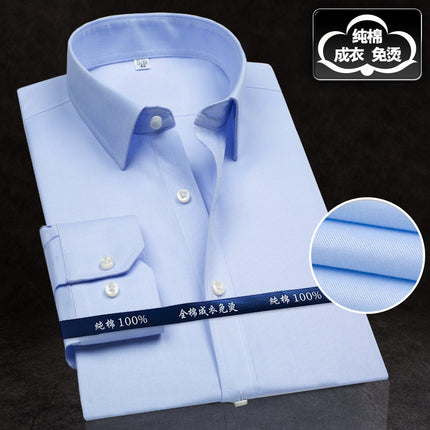 Hangzhou high-end light luxury DP garment cotton shirt men's slim-fit jacquard white-collar long sleeve cotton shirt men's clothing
