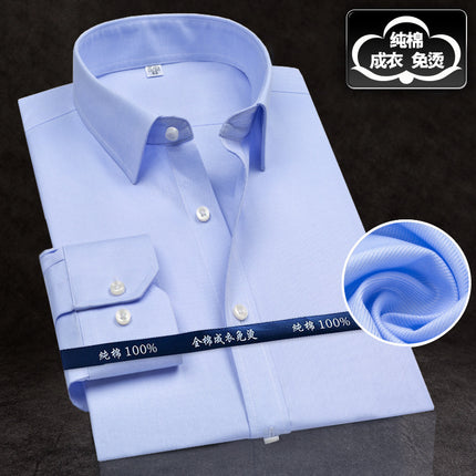 Hangzhou high-end light luxury DP garment cotton shirt men's slim-fit jacquard white-collar long sleeve cotton shirt men's clothing