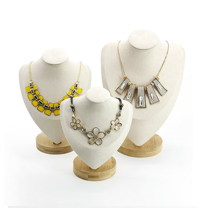 Solid Bamboo and Wood Creative Jewelry Portraits Neck Model Counter Display Props First Jewelry Necklace Pendant Display Shelf