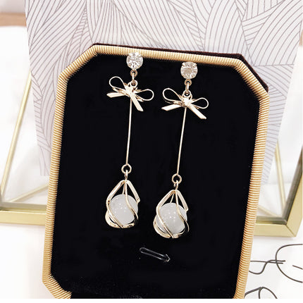 925 Silver Needle Oil Lucky Grass Star Earrings Korean Ins Internet Celebrity Elegant Slimming Earrings Women's Jewelry