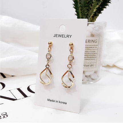 925 Silver Needle Oil Lucky Grass Star Earrings Korean Ins Internet Celebrity Elegant Slimming Earrings Women's Jewelry