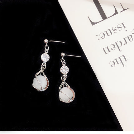 925 Silver Needle Oil Lucky Grass Star Earrings Korean Ins Internet Celebrity Elegant Slimming Earrings Women's Jewelry