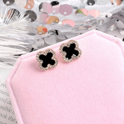 925 Silver Needle Oil Lucky Grass Star Earrings Korean Ins Internet Celebrity Elegant Slimming Earrings Women's Jewelry