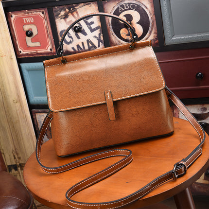 European and American Genuine Leather Women's Shoulder Crossbody Bag 2026 Women's Handbag Shoulder Bag Women's Genuine Leather Bag Large Capacity