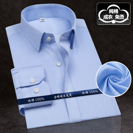 Hangzhou high-end light luxury DP garment cotton shirt men's slim-fit jacquard white-collar long sleeve cotton shirt men's clothing