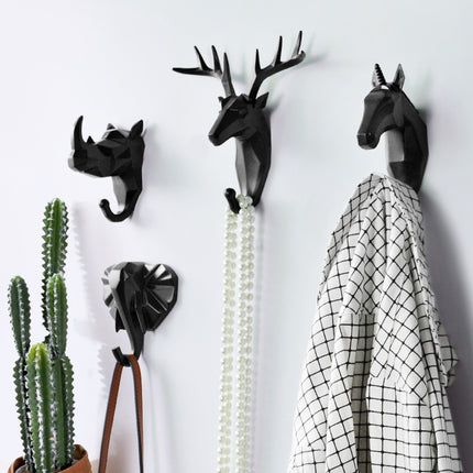 Creative Animal Clothes Hook Punch-free Deer Head Decoration Paste Clothes Hook Wall Coat Hook Door Rear Key Rack