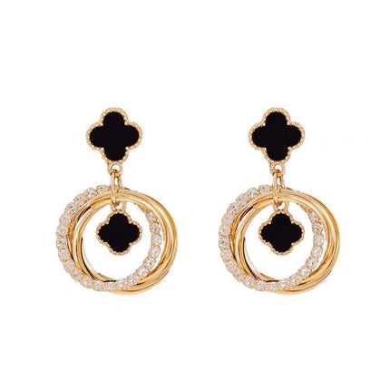 925 Silver Needle Oil Lucky Grass Star Earrings Korean Ins Internet Celebrity Elegant Slimming Earrings Women's Jewelry