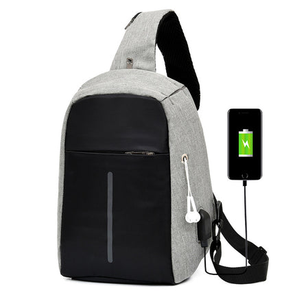 Cross-border creative business chest bag shoulder casual fashion diagonal bag men's computer bag usb bag manufacturers wholesale