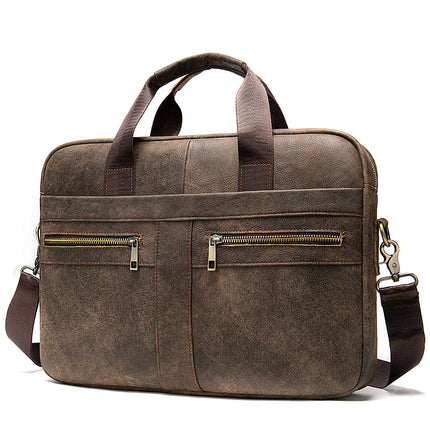 Men's Genuine Leather Briefcase Business Men's Bag Top Layer Cowhide Portable Lawyer Computer Bag Men's Shoulder Crossbody Bag