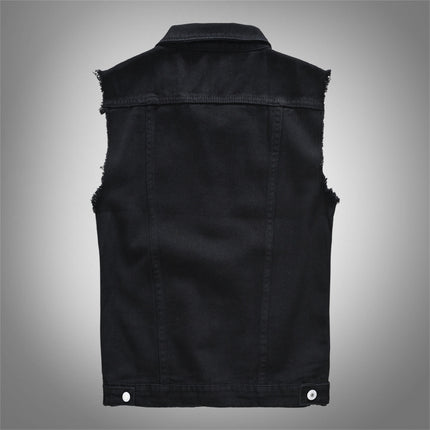 Trendy Men's Spring, Summer and Autumn Denim Vest Black Trendy Brand Cool Men's Casual Vest Youth Vest