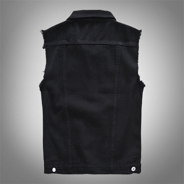 Trendy Men's Spring, Summer and Autumn Denim Vest Black Trendy Brand Cool Men's Casual Vest Youth Vest