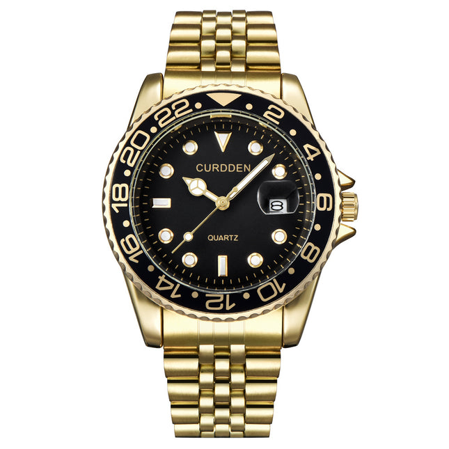 AliExpress brand watches men's foreign trade new fashion steel belt hip-hop water ghost calendar quartz watch a generation of hair