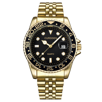 AliExpress brand watches men's foreign trade new fashion steel belt hip-hop water ghost calendar quartz watch a generation of hair