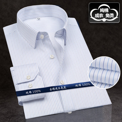 Hangzhou high-end light luxury DP garment cotton shirt men's slim-fit jacquard white-collar long sleeve cotton shirt men's clothing