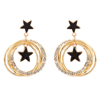 925 Silver Needle Oil Lucky Grass Star Earrings Korean Ins Internet Celebrity Elegant Slimming Earrings Women's Jewelry