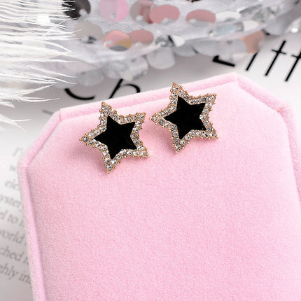 925 Silver Needle Oil Lucky Grass Star Earrings Korean Ins Internet Celebrity Elegant Slimming Earrings Women's Jewelry