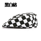 Black and white plaid forward hat / Free size (about 58-60cm)