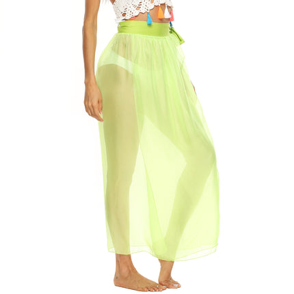 European and American Women's One-Piece Strappy Beach Skirt Tencel Chiffon Light and See-Through Sexy Skirt A6206