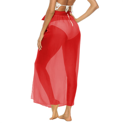 European and American Women's One-Piece Strappy Beach Skirt Tencel Chiffon Light and See-Through Sexy Skirt A6206