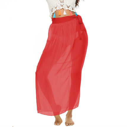 European and American Women's One-Piece Strappy Beach Skirt Tencel Chiffon Light and See-Through Sexy Skirt A6206