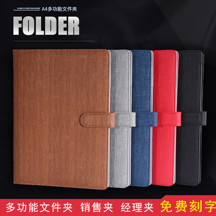 Multi-functional A4 cloth-like leather magnetic buckle loose-leaf folder contract folder business office information manager folder