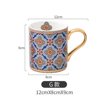 Moroccan Style Gold Ceramic Coffee Mug Office Water Cup Home Breakfast Milk Cup Couple Creative Gift