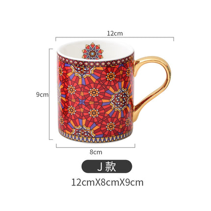 Moroccan Style Gold Ceramic Coffee Mug Office Water Cup Home Breakfast Milk Cup Couple Creative Gift