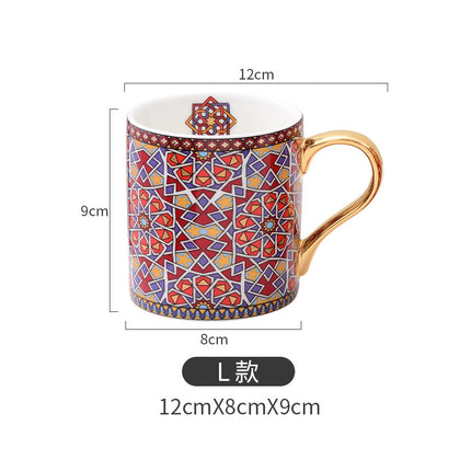 Moroccan Style Gold Ceramic Coffee Mug Office Water Cup Home Breakfast Milk Cup Couple Creative Gift