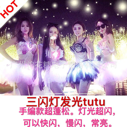 Led Strap Handmade Rave Electronic Music Festival Disco Music Festival Edm Three-Flash Light-Emitting Tutu Skirt Dropshipping