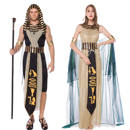 Halloween Adult Egyptian Pharaoh King Cleopatra Showsuit Couple Drama Play Performance
