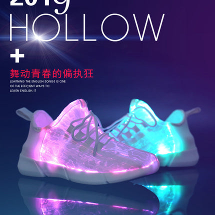Factory Direct supply non-string lights colorful luminous shoes luminous shoes optical fiber shoes couple USB charging board shoes one-piece delivery