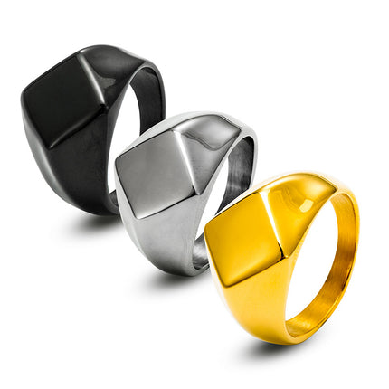 European and American geometric smooth ring men's square diamond ring imitation titanium steel foreign trade jewelry wholesale cross-border explosions