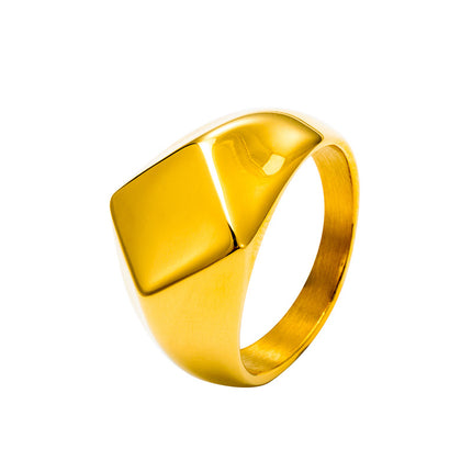 European and American geometric smooth ring men's square diamond ring imitation titanium steel foreign trade jewelry wholesale cross-border explosions
